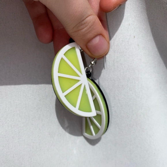 1 Pair Neon Green Lime Drop Earrings - Picture 4 of 8